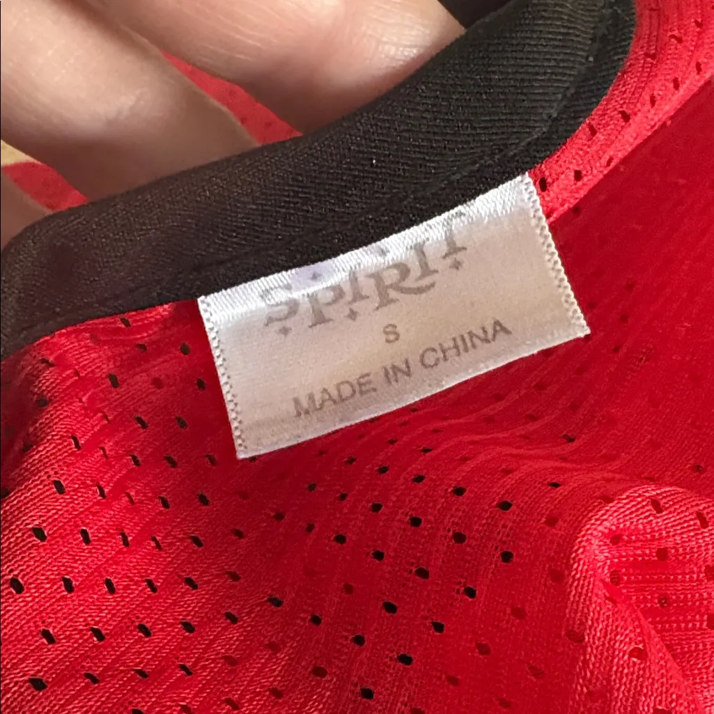 Red and Black 00 Mesh Football Crop Top - Image 3