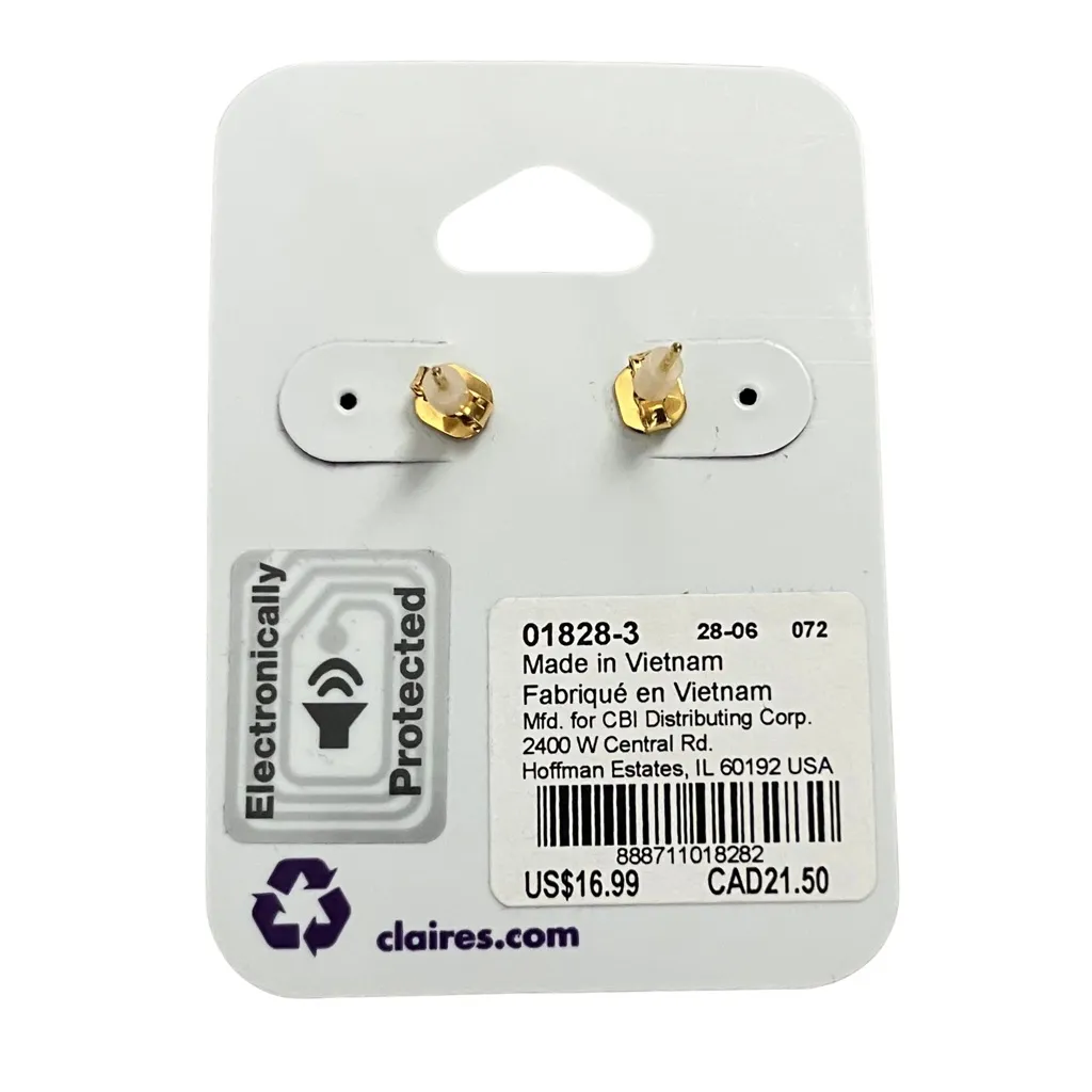 NWT Claire’s 18KT Rose Gold Plated Yin Yang Cherry Earings Pink White Preppy Y2K - Image 5