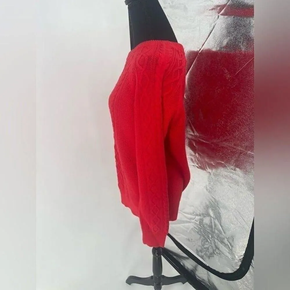 Gap Red Cable Knit‎ Crew Neck Sweater Diamond Knit Pullover Top New s-16 - Image 6