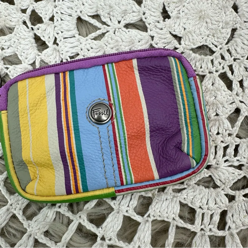 Fossil Colorful Stripe Keychain Wallet Boho Western - Image 2