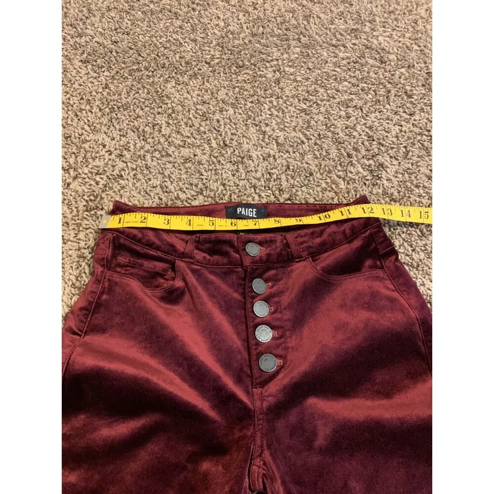 Paige Hoxton Ankle Peg Red Velvet Skinny Jeans Womens Sz 24 Button Fly - Image 11