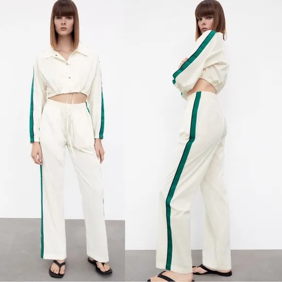 NWT ZARA SIDE STRIPE JOGGING PANTS HIGH WAISTED BLOGGERS FAV XL - Image 2