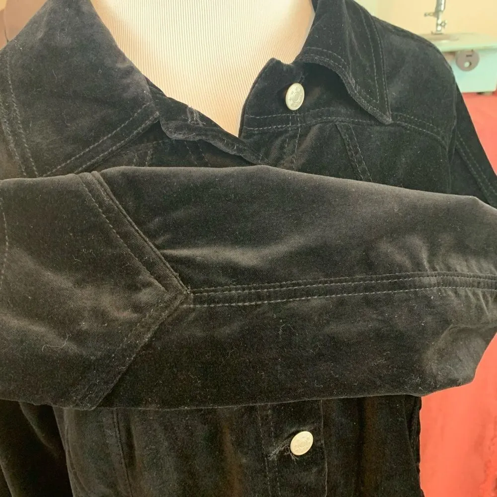 Y2K black velvet fitted Shacket L Black Size L - Image 4