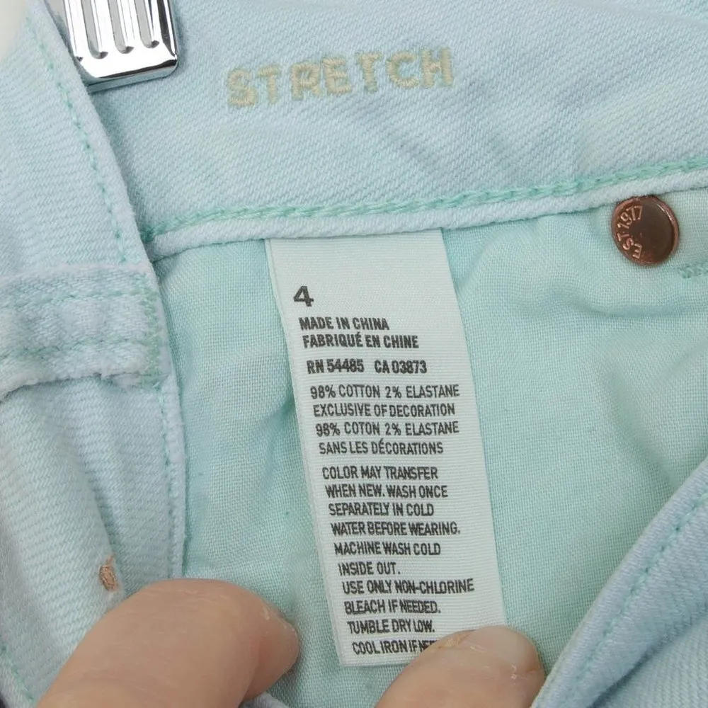 American Eagle Distressed Stretch‎ Denim Jean Shorts Mint Green Size 4 - Image 6