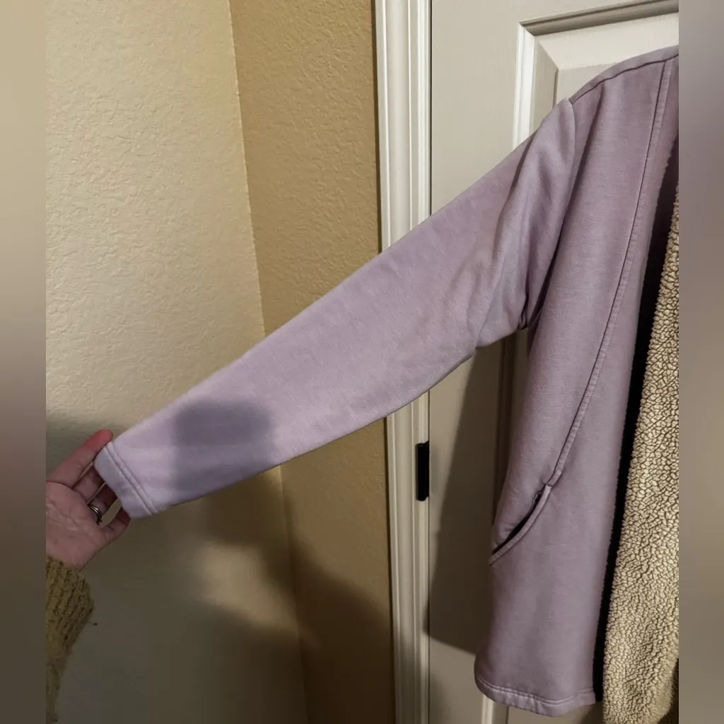 Eddie Bauer Oversized Snow Lodge Faux Shearling Lined Wrap Cardigan Purple  XS - Image 6