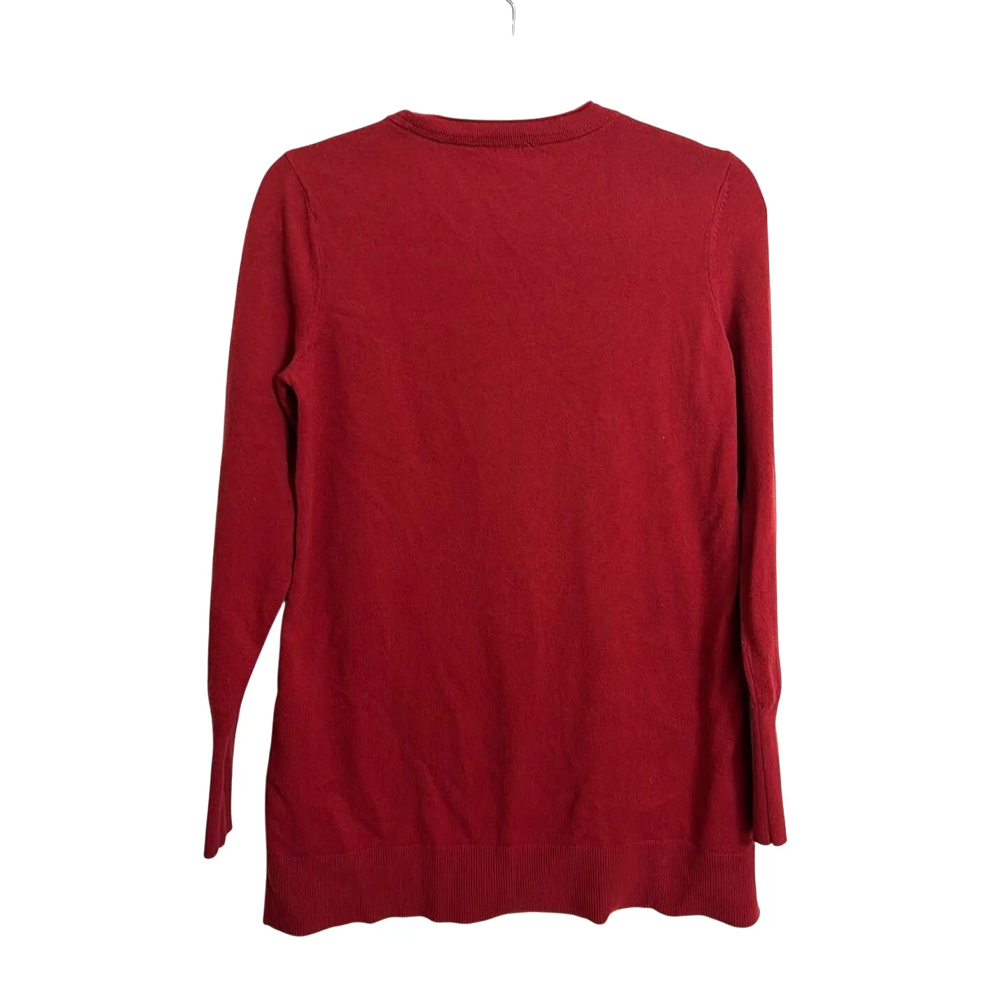 J. Jill Sweater Tunic Women XS Garnet Red Effortless Crew Neck Side Slits Cotton - Image 2