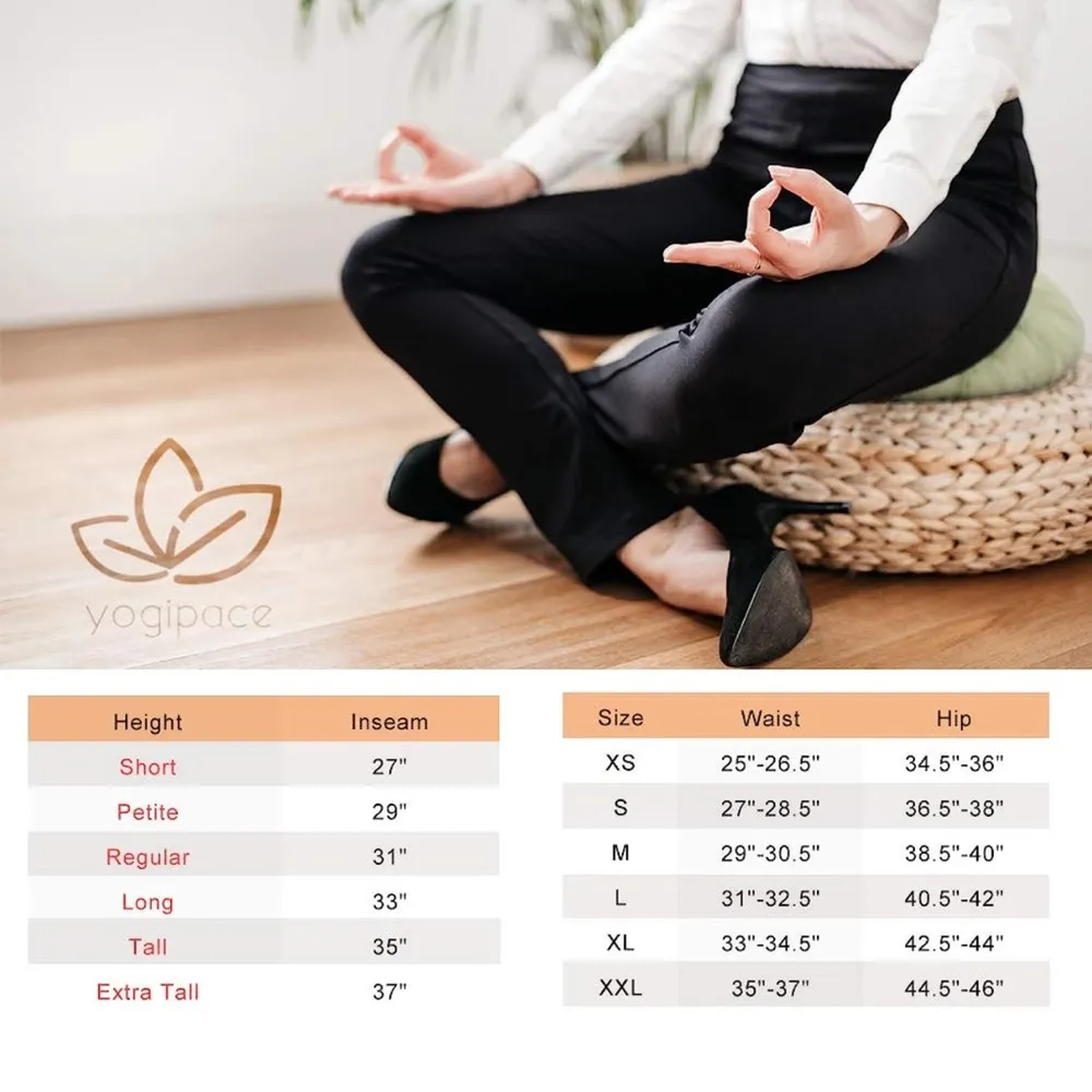 Yogipace Women’s Yoga Style Dress Pants, Straight Leg, Large Black - Image 6