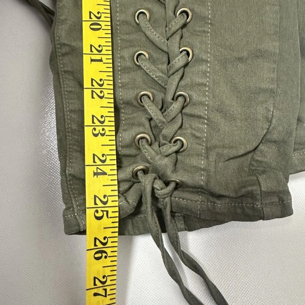 Vince Camuto Pants Womens Moto Lace Up Cuff Skinny Ankle Stretch Green Size 12 - Image 9