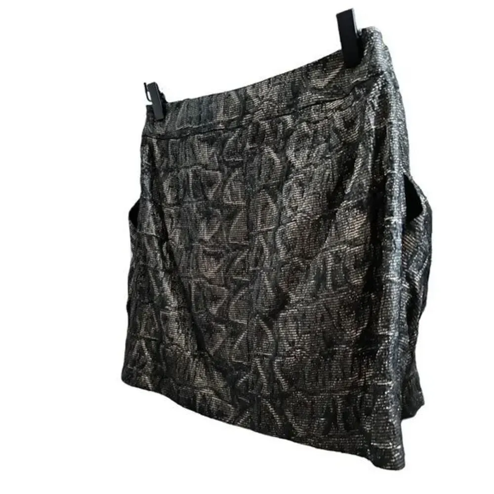 Karen Millen Metallic A Line Mini Skirt Size 2 - Image 4