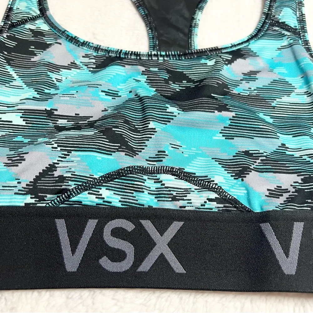 Victoria's Secret VSX The Player Racerback Sports Bra Blue & Black Size Small - Image 2