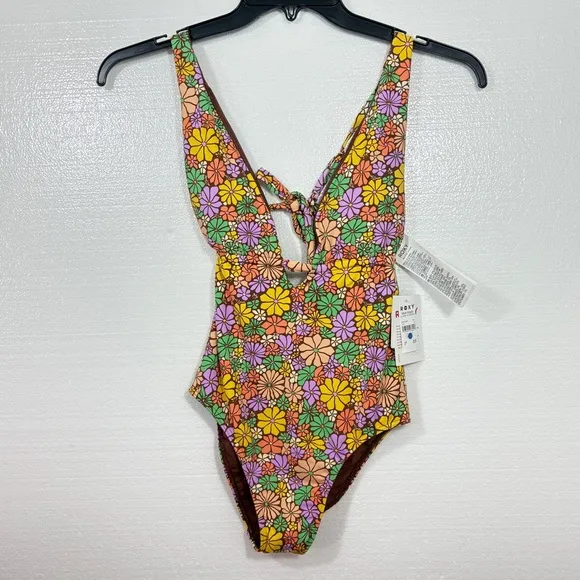 ROXY NWT $98 All about Sol Tie back‎ one piece siwmsuit  XS - Image 2