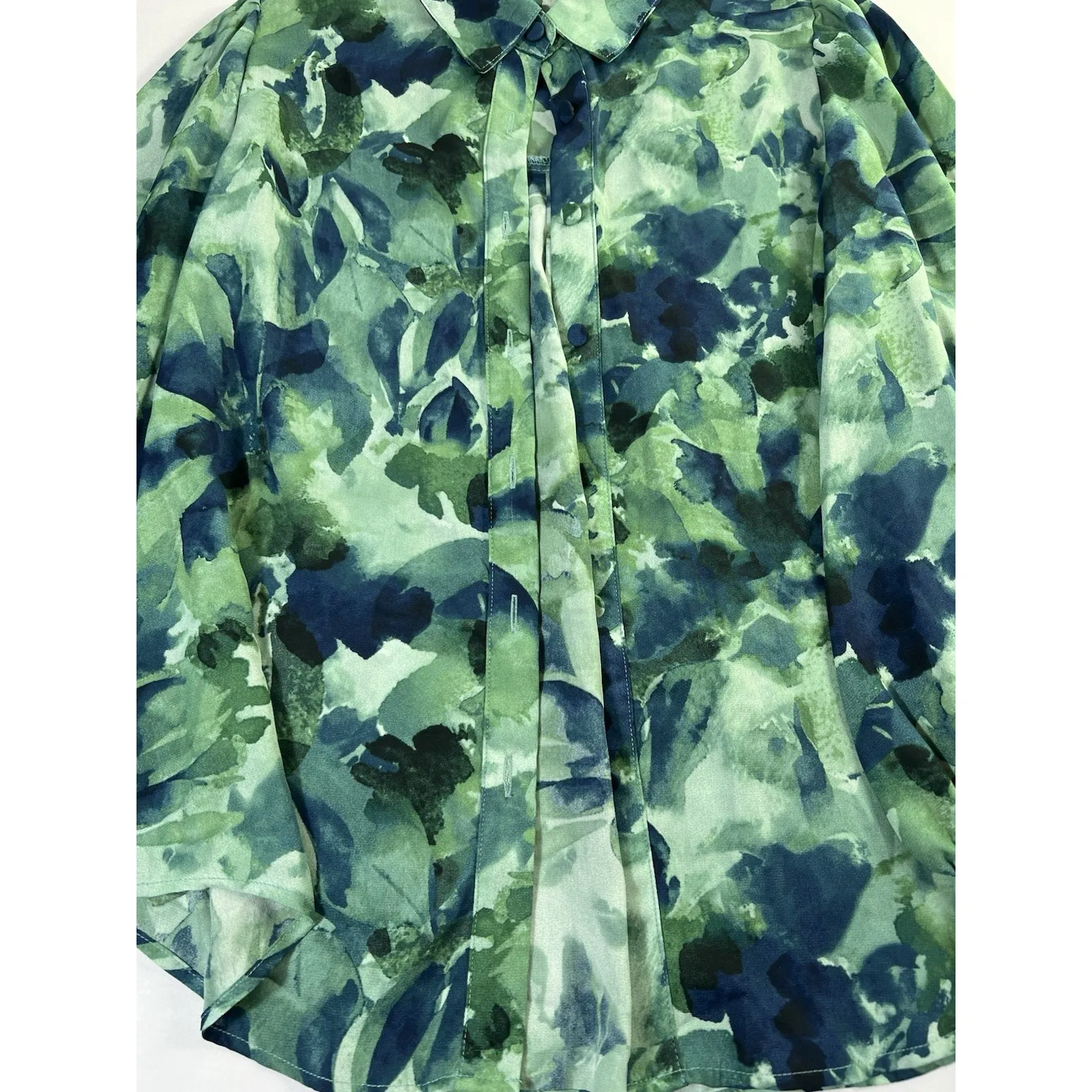 Womens Floral Blouses Dressy Casual Sz M Green Size M - Image 5