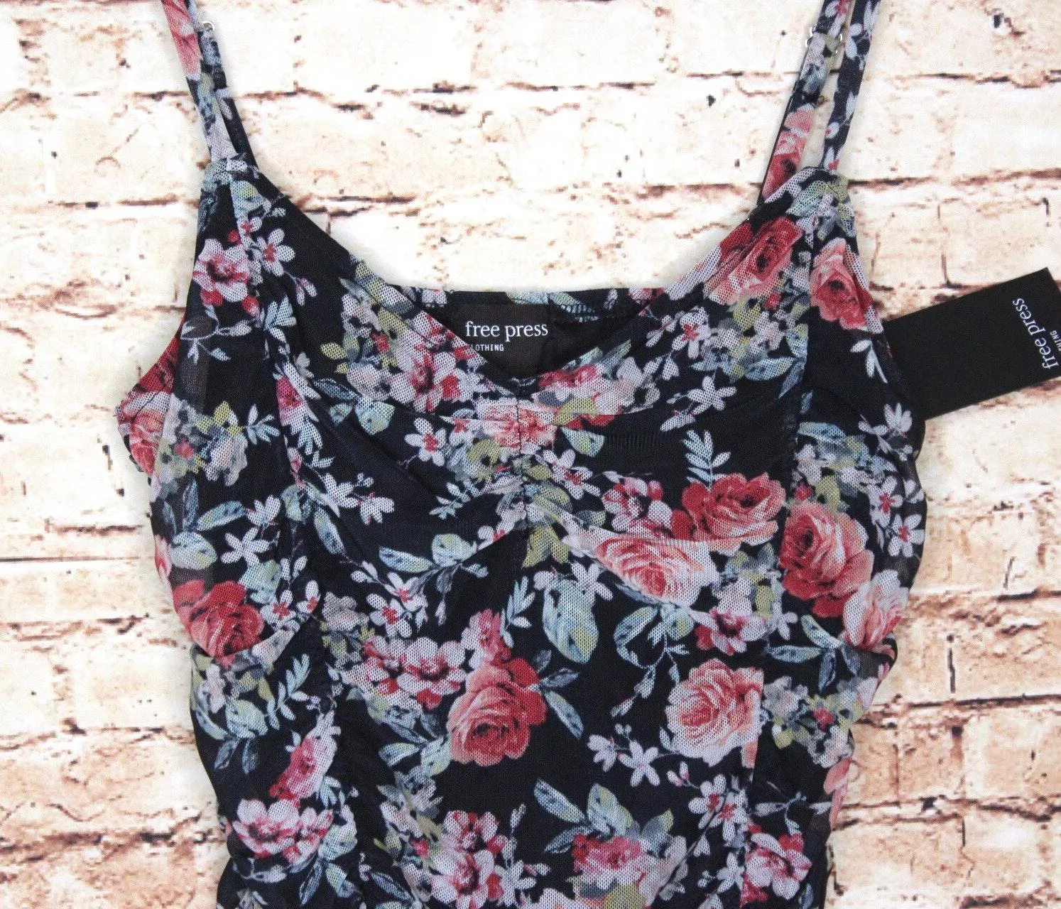 | Ruched Mesh Bodysuit Black Ruby Floral - Image 6