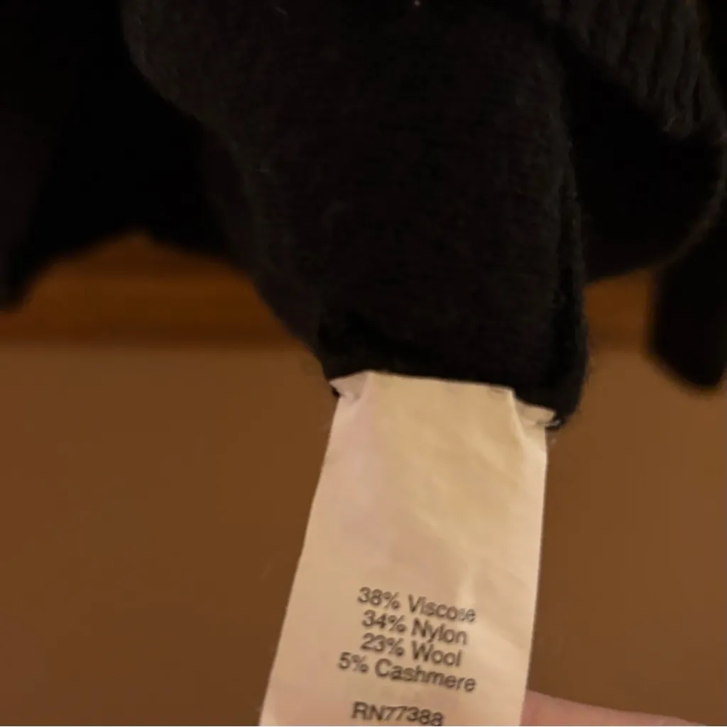 J Crew Factory Wool Cashmere V‎ Neck Button Sweater Black Size small - Image 4