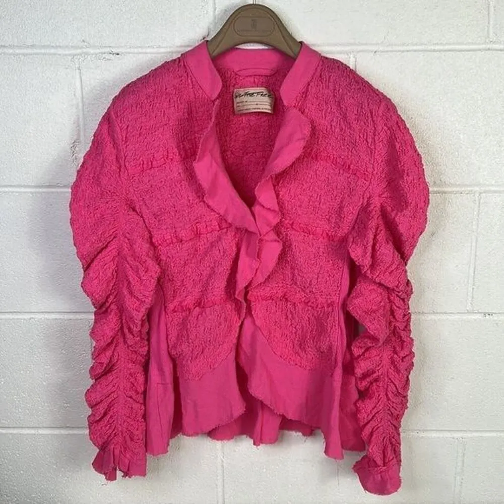 New Small S Free People Demi Jacket Color Aur pink boho 81409591 ruffle blouse - Image 6