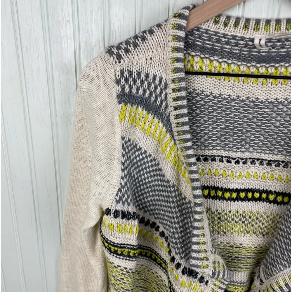 Anthropologie Moth Chaux Metallic Open Front Drape Cardigan Sweater Size Medium - Image 6