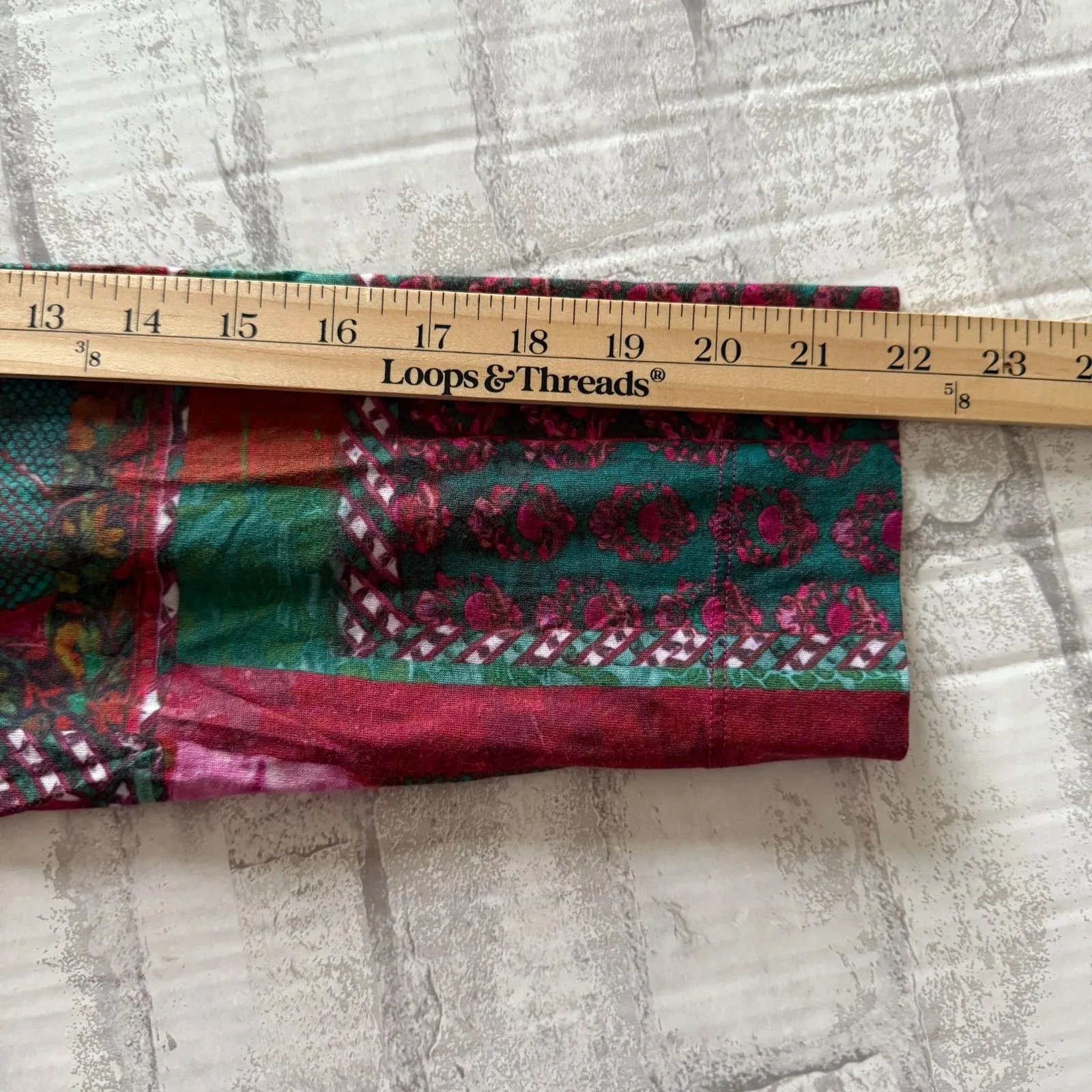 Peruvian Connection Plum Blossom Turquoise Patchwork Artisan Boho Robe Sz S - Image 7