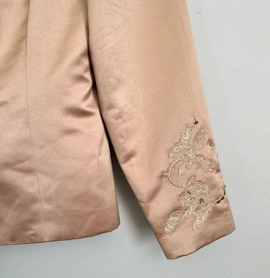 DONNA MORGAN | Gold Satin Embroidered Blazer Jacket Sz 10 - Image 6