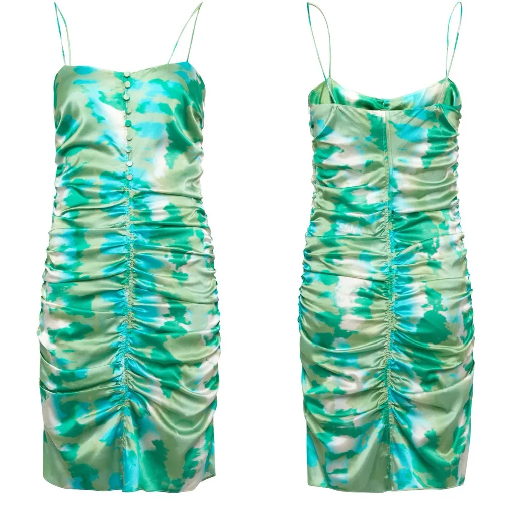 NWOT GANNI Organic Silk Satin Ruched Mini Dress - Image 6