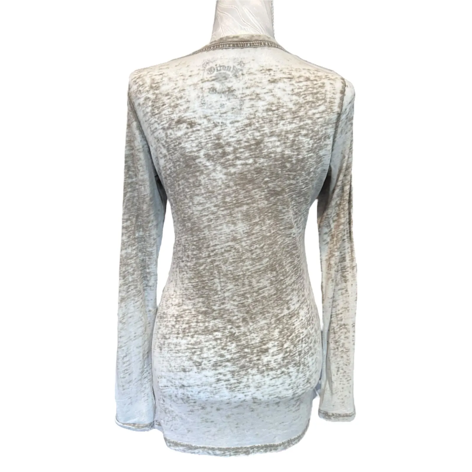 Y2K Rustic Rose Rhinestone Shirt Sheer Grunge Skater Top USA Made Sz Small - Image 2