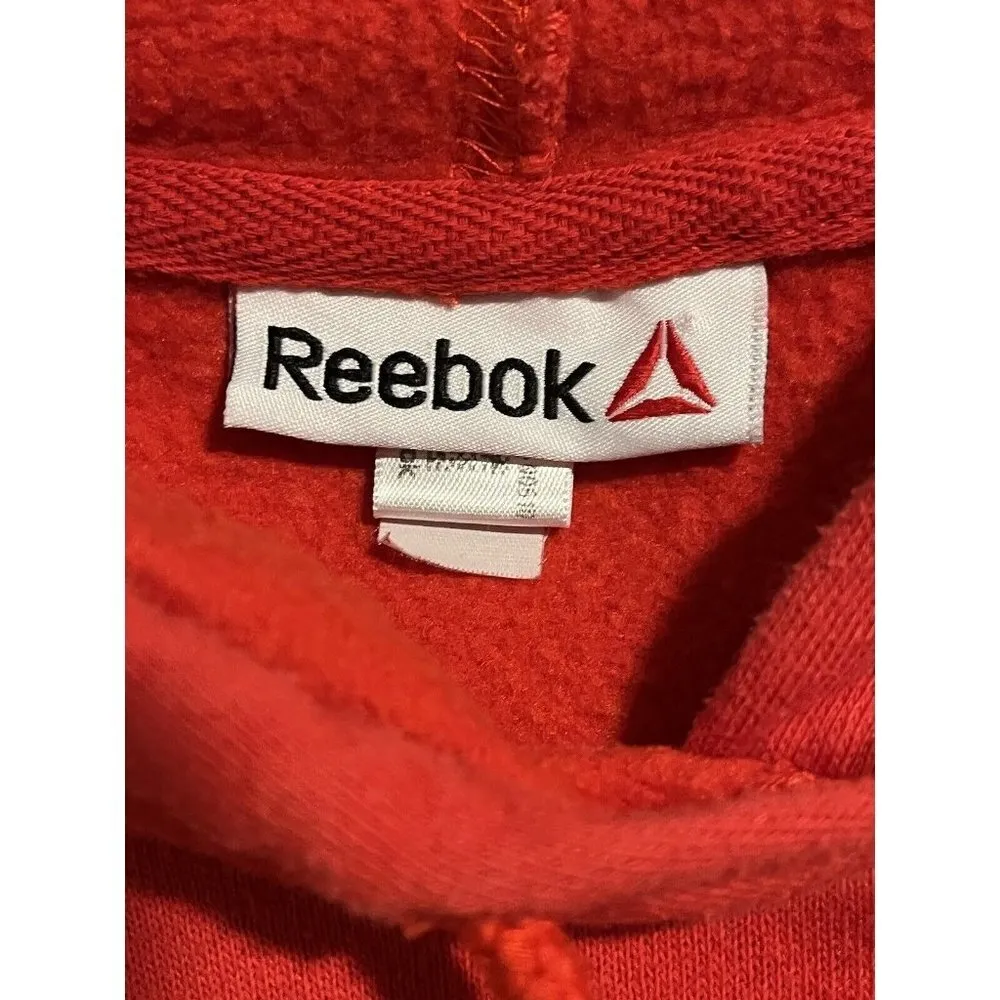 Reebok Hoodie Womens Large Red Jacket Fleece No Pocket Slit Side Pull Over - Image 5