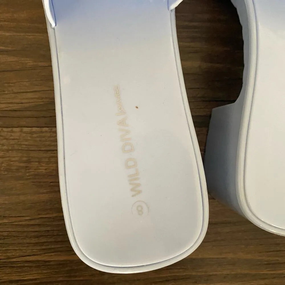 Wild Pair  sz 8 light blue‎ chunky open toe slides sandals - Image 4