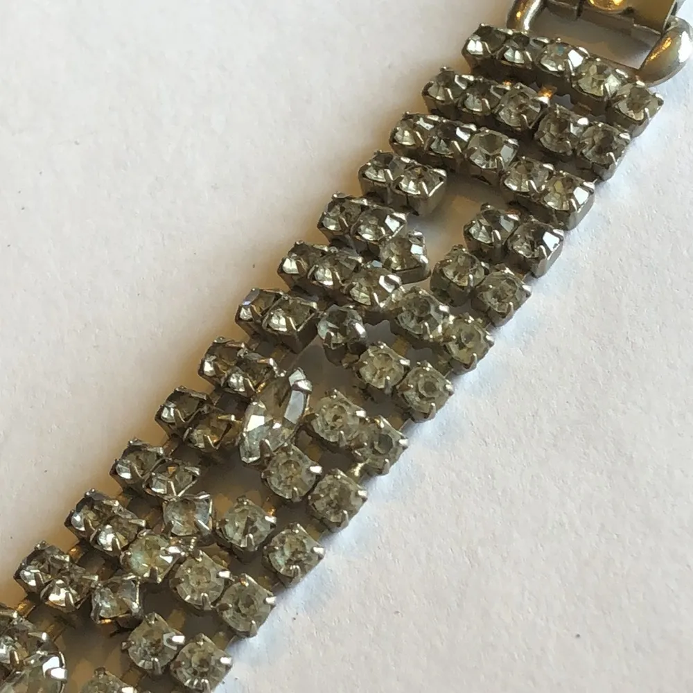 Vintage Silver Tone Classic CZ Rhinestones Formal Bracelet - Image 9