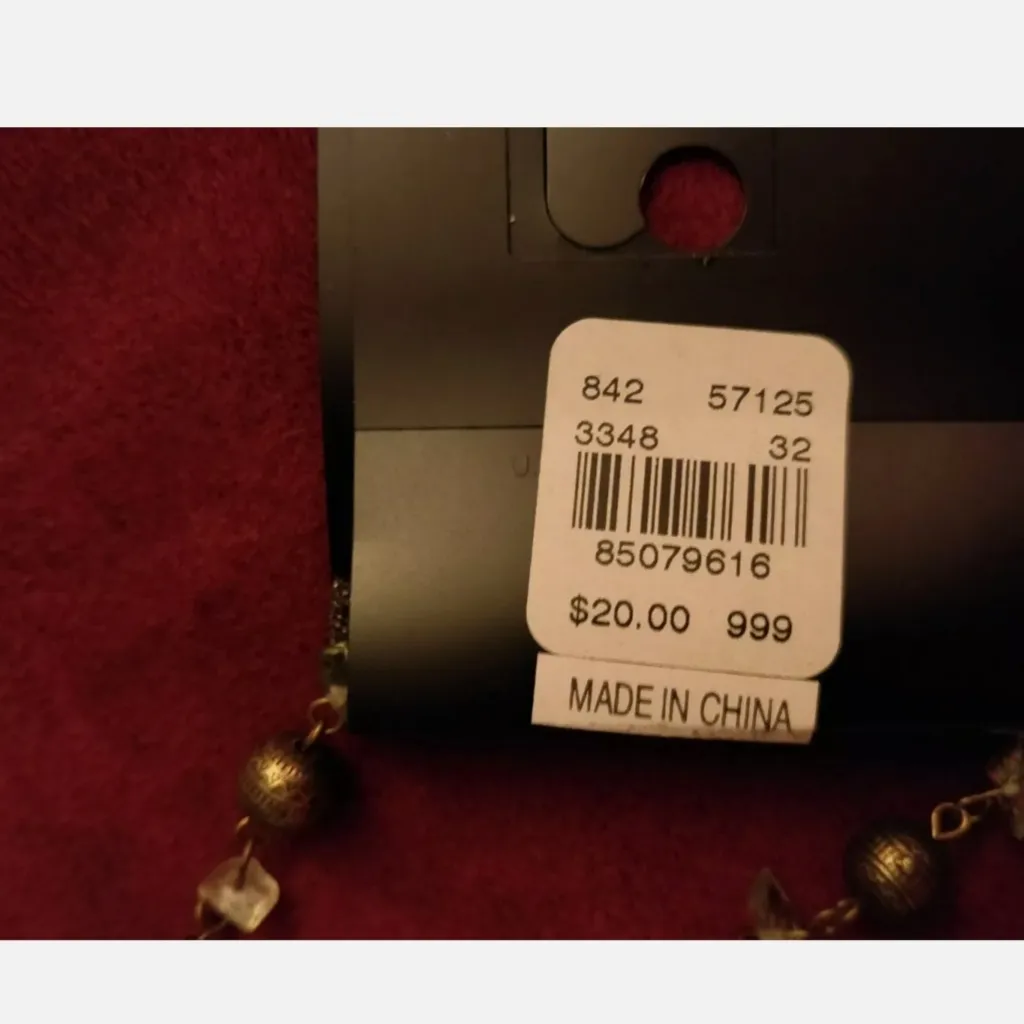 🆕 NY&CO NEW $20 Beaded Pendant‎ Necklace Hippie Boho Red - Image 3