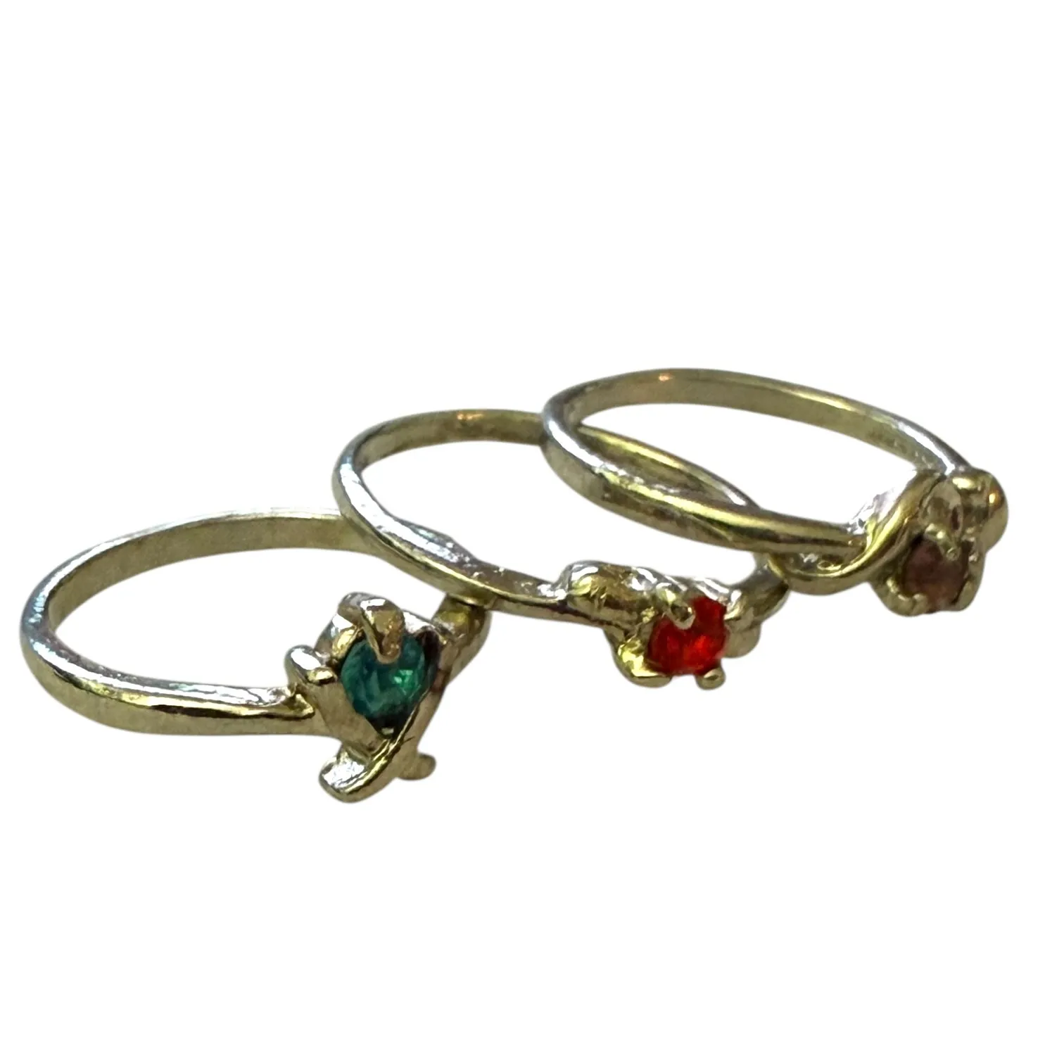 Silver 3 Stackable Ring Lot With Gemstones Size 5 - Image 2