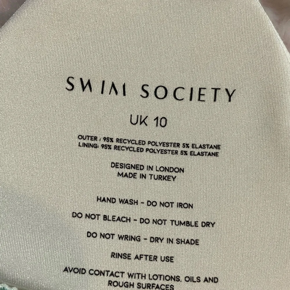 Swim Society Carmen triangle ribbed bikini top green print size 6 New - Image 2