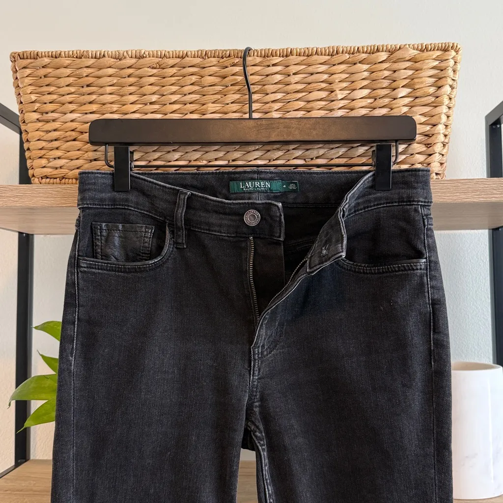 Lauren Ralph Lauren Mid-Rise Zip Ankle Washed Black Skinny Jeans, 4 - Image 7