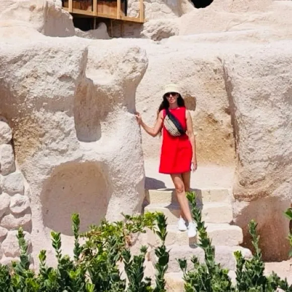 NEW Abercrombie & Fitch Women’s High-Neck Linen Blend Mini Red Dress - Image 3