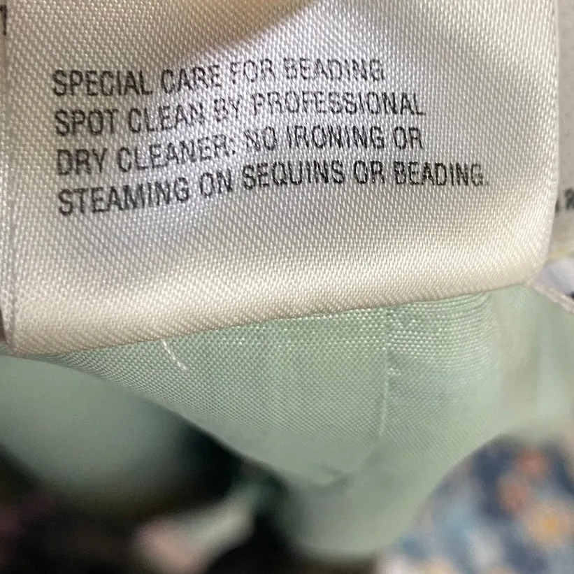 Vintage Daymor Couture Beaded Blazer Lady Jacket Single Button Pastel Mint 16 Green - Image 11