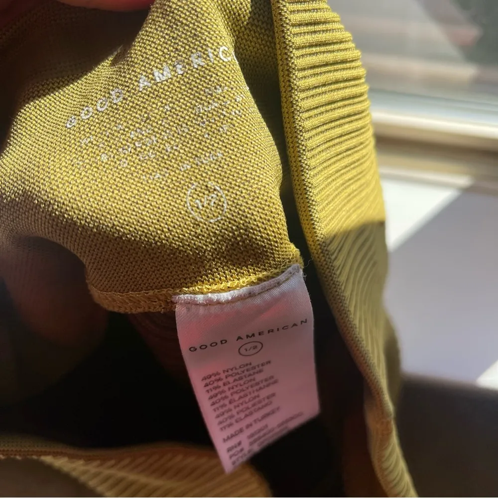 Good American Angled Rib Leggings High Waist Green Sea Turtle Sz 1/2  Athleisure - Image 10