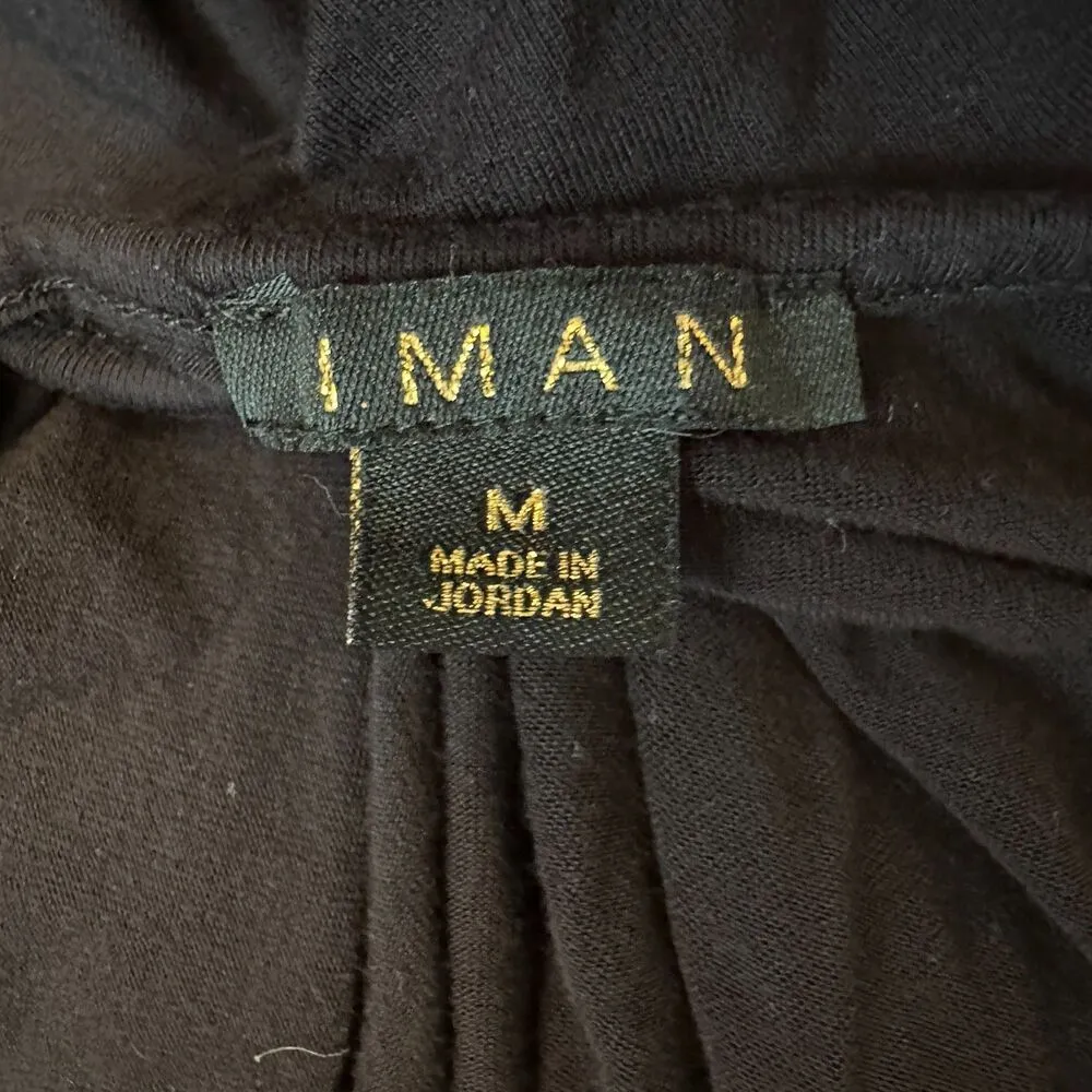 Iman Flowy Cape Style Black Blouse Size Medium - Image 5