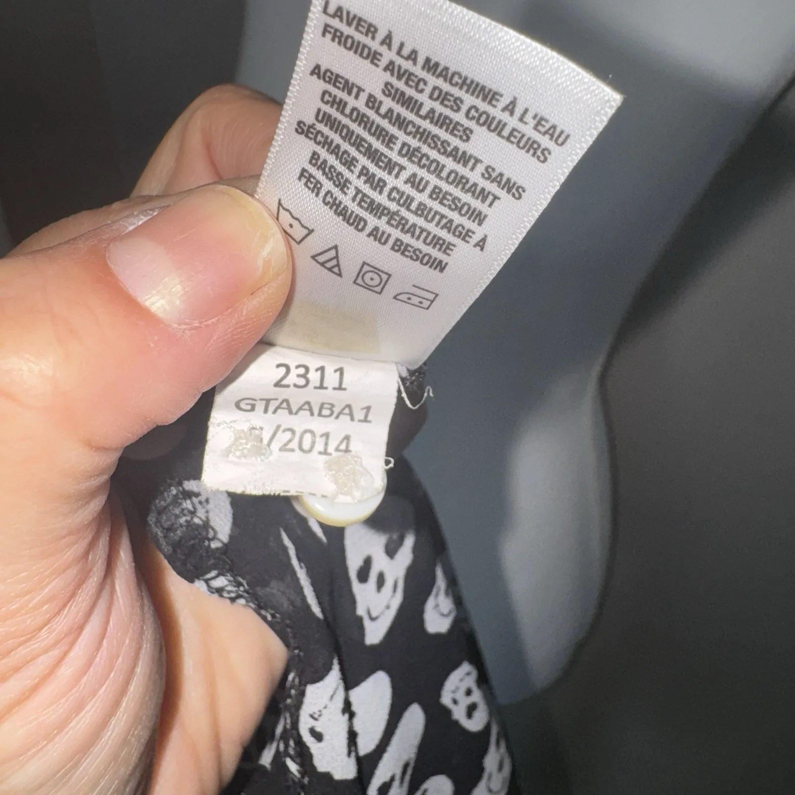 Aeropostale Sheer Skull Long Sleeve Button Up Shirt Woman’s XS Black Heart Eyes - Image 9