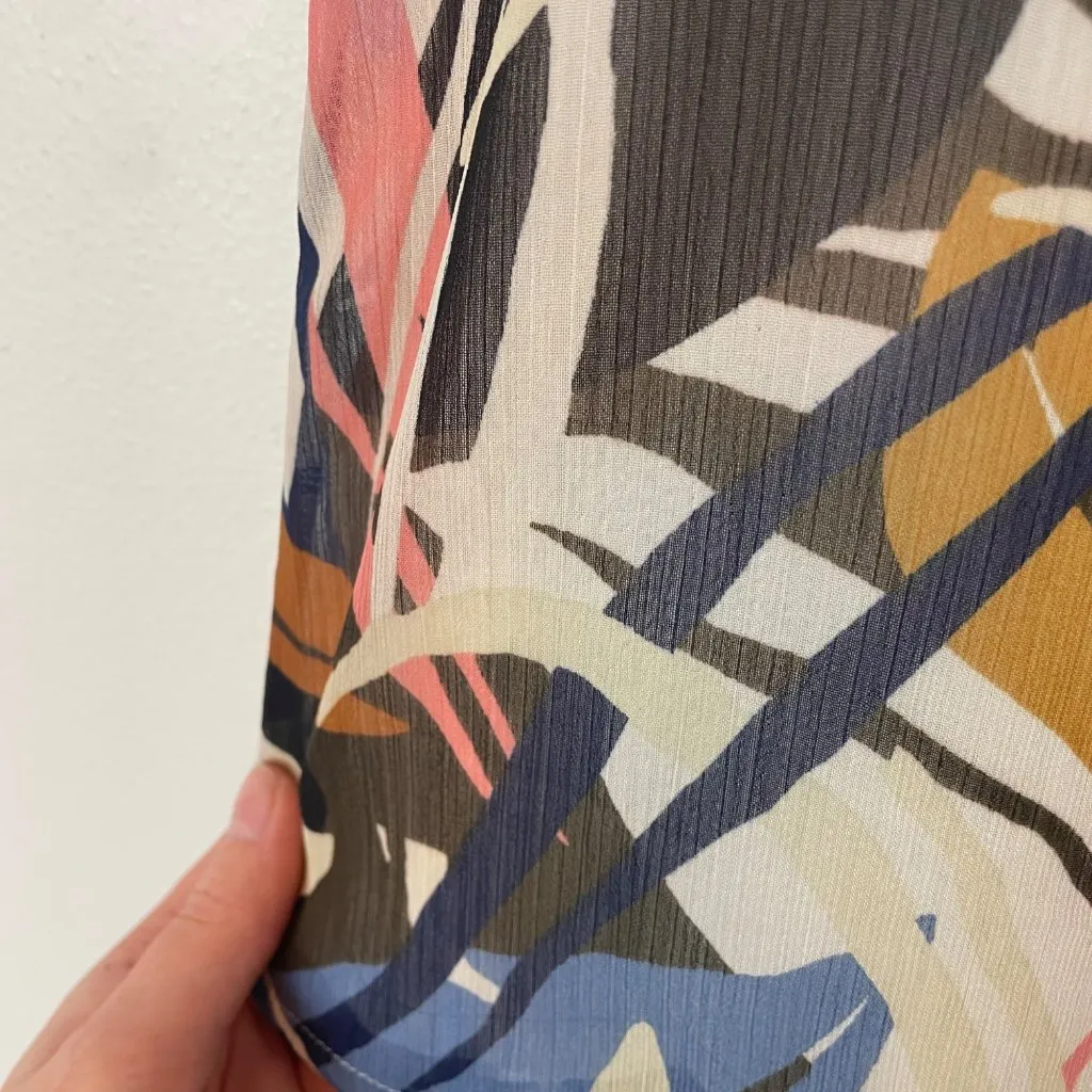 NWT Pleione Women's L Colorful Tropical Leaf Print Sleeveless‎ Ruffle Blouse Top - Image 7