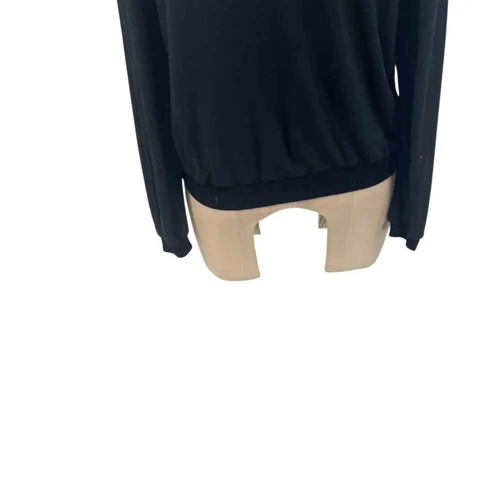 Generation Love Top Blouse Shirt Long Sleeve Silk Jersey Mock Neck Black Size XS - Image 8