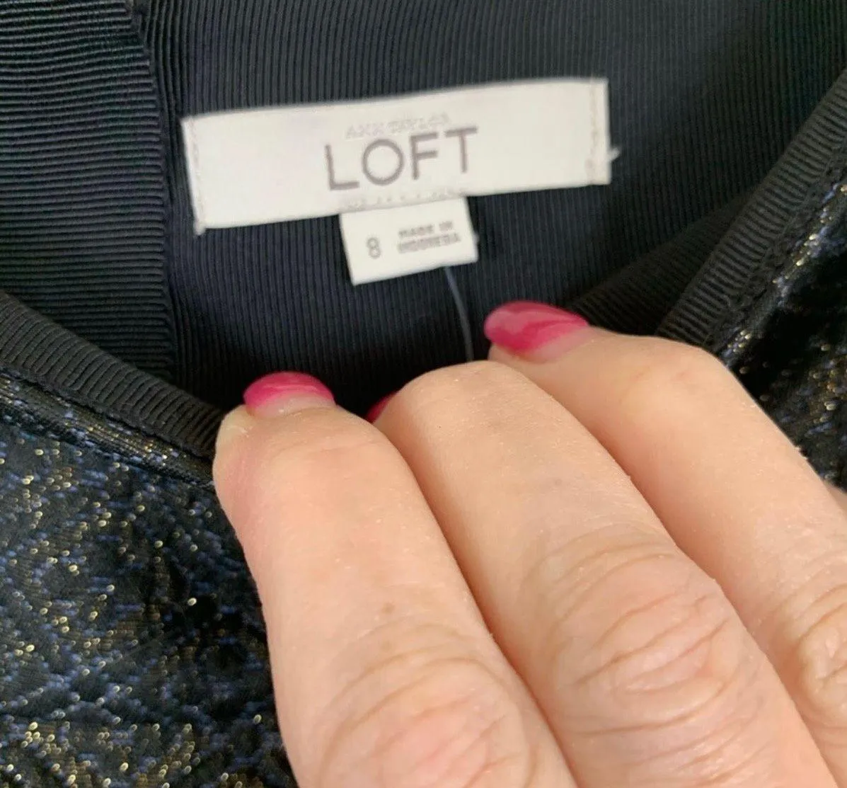 Ann Taylor LOFT Metallic Blue Gold Mini Skirt Size 8 - Image 4