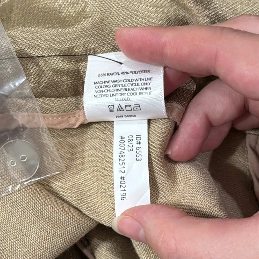 Express New Women’s Cargo Tie Waist Cropped Pants Mustard Satin Sheen Sz 0 Short - Image 12