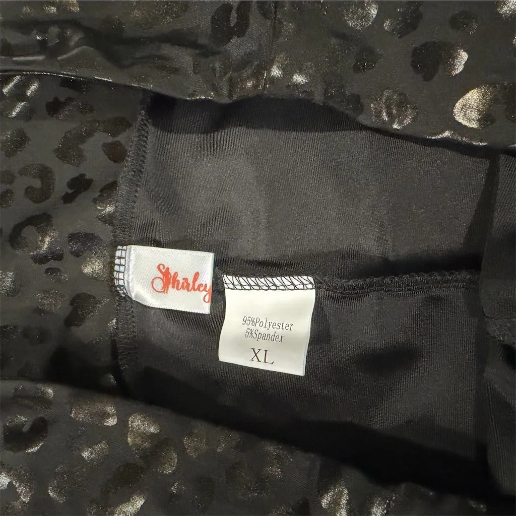 Shirley & stone Women's XL Black Leopard Print Leggings Casual Chic - Image 4