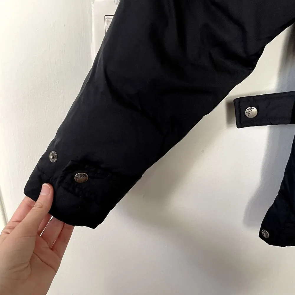 Columbia long sleeved puffer coat pockets winter style pink black removable hood - Image 5