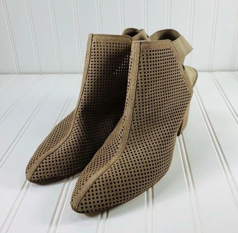 Marc Fisher Tan Suede Perforated Open Bootie Sz 11 - Image 2
