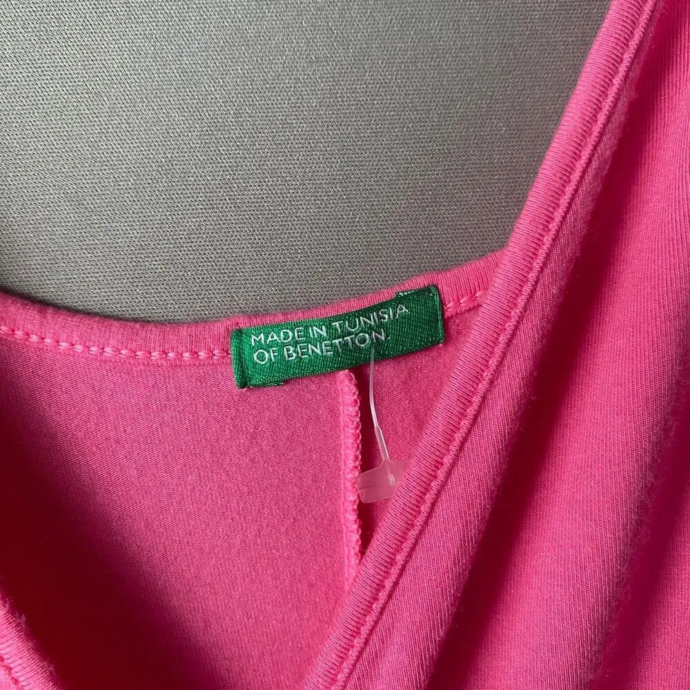 Benetton sz‎ S spaghetti strap faux wrap pink midi dress - Image 4