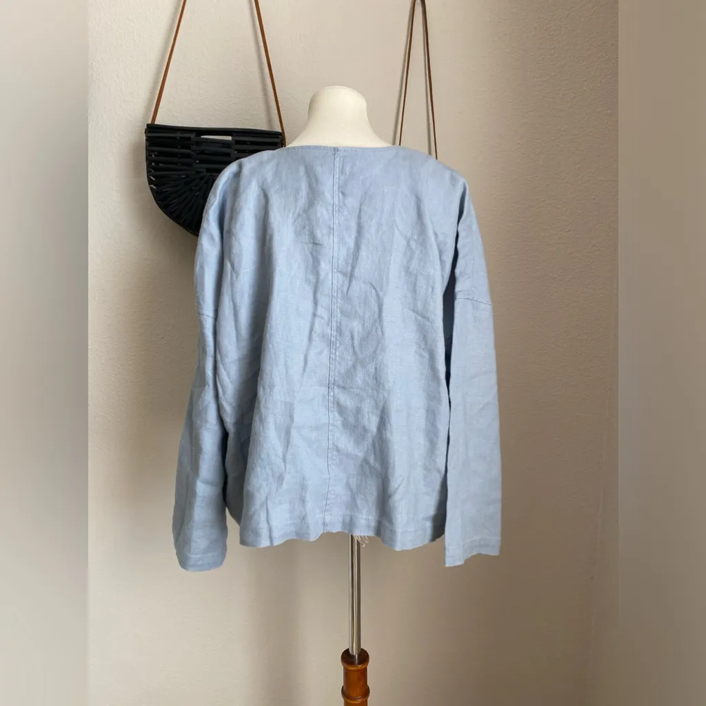 Eileen Fisher Linen Open Front Blazer, Size Medium - Image 4