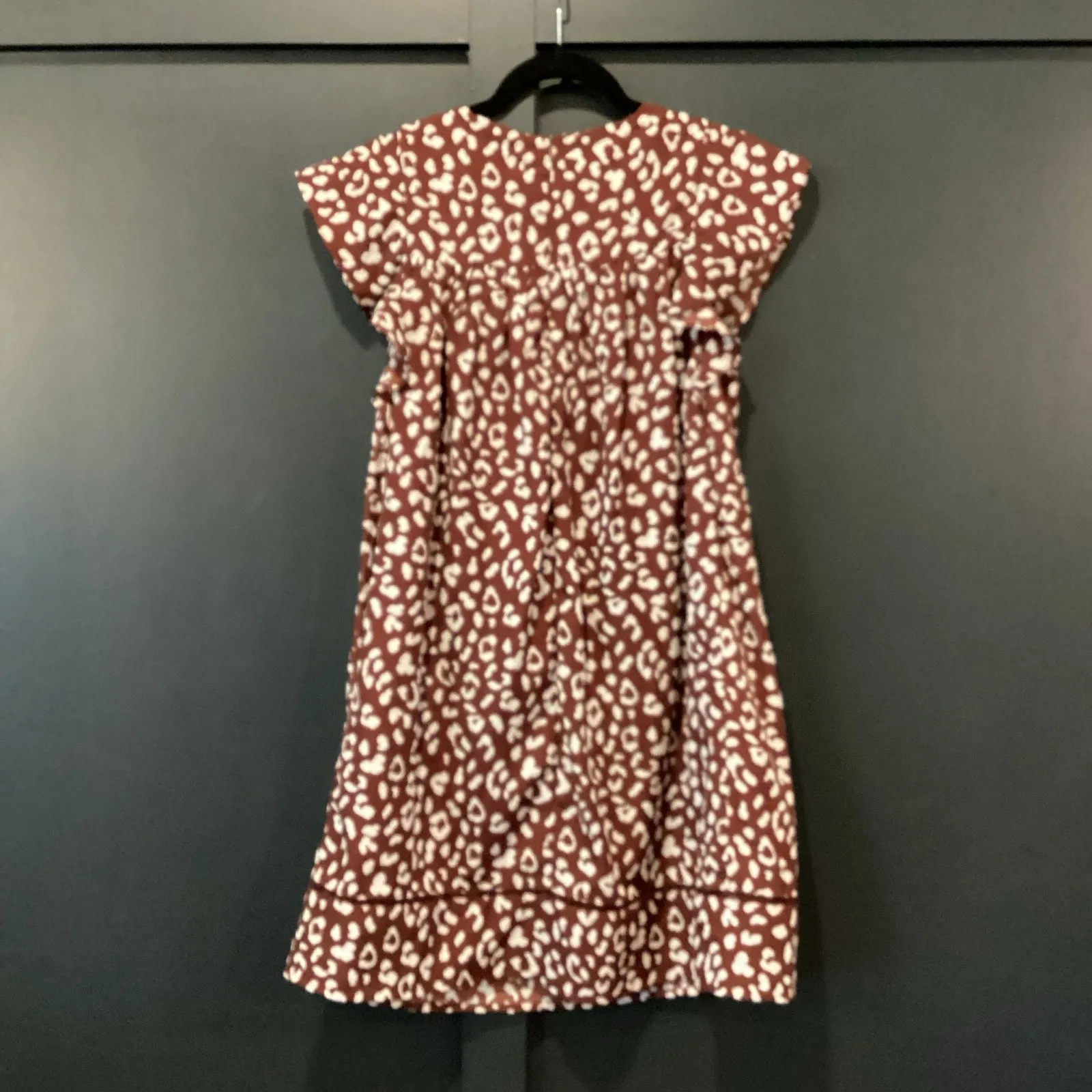 &merci brown and white leopard ruffle shortsleeve mini swing sheath dress S - Image 2