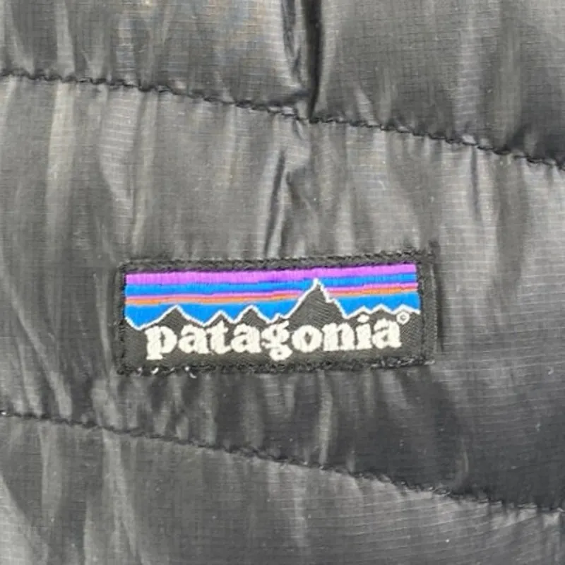 Patagonia Women's Black Full Zip High Neck Puffer Quilted Vest Coat Jacket Sz XL - Image 3