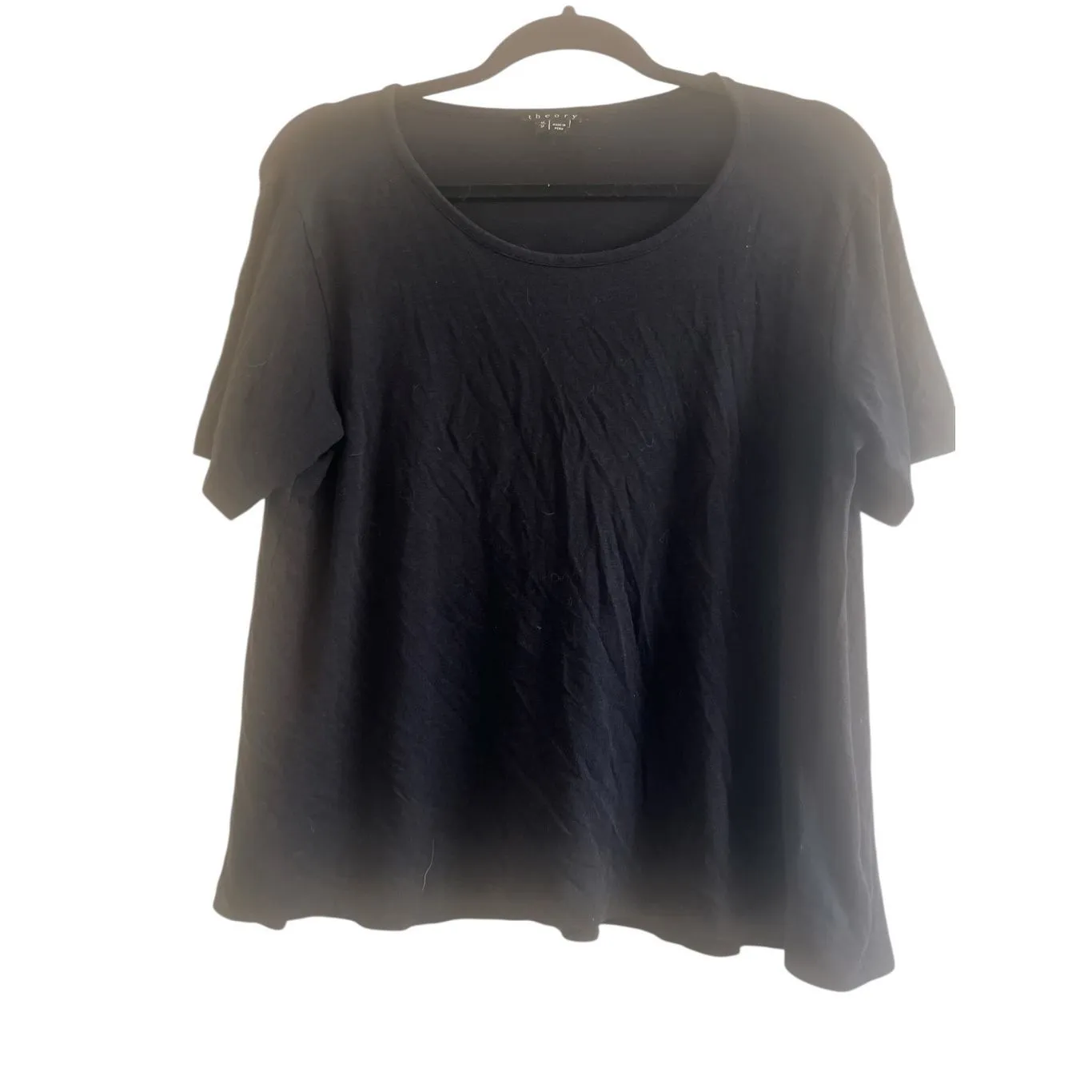 ✨Theory Pinati Parkbay Scoop Neck Black Sz Medium Tee T-shirt✨ - Image 4