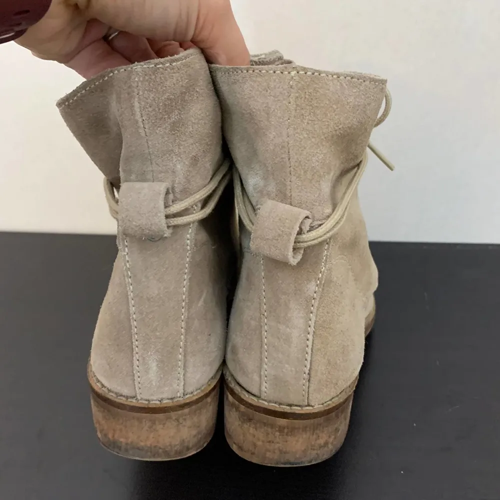 ASOS Tan Suede Heeled Booties Lace Up - Image 59