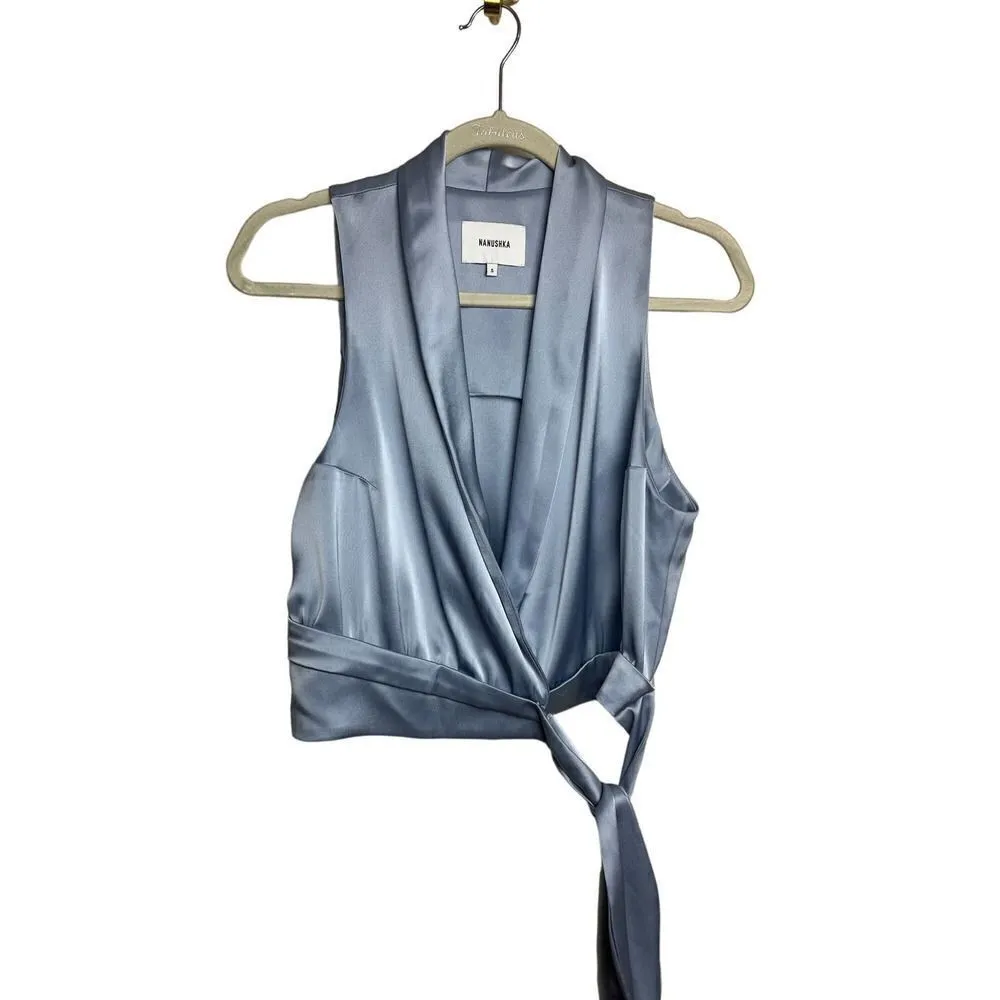 Nanushka Silo Wrap Sleeveless Top Sz. S Blue - Image 3